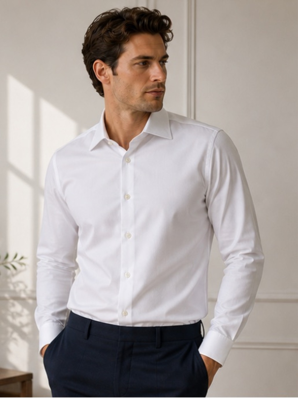 Twillory Men's White Dress Shirt - Classic Tailored Fit